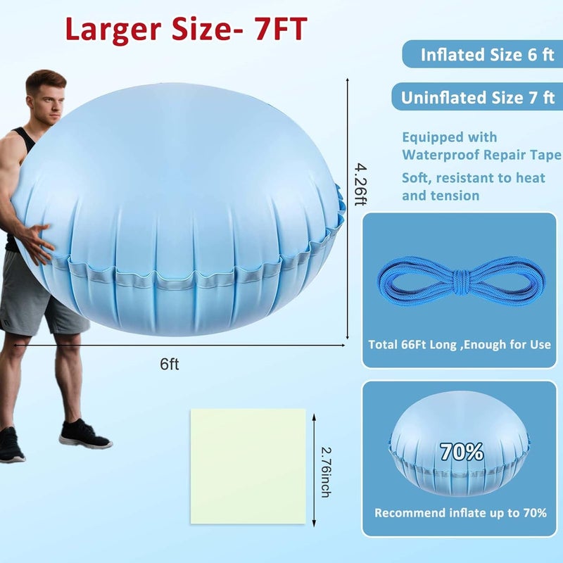 Waybas 7ft Pool Pillows for Above Ground Pools, Heavy Duty Swimming Pool Air Pillow 0.3mm Thickened Pool Closing Winter Kit Pool Cover Float Balloon with String Repair Tape for Winterizing Ice Equalizer - Image 2